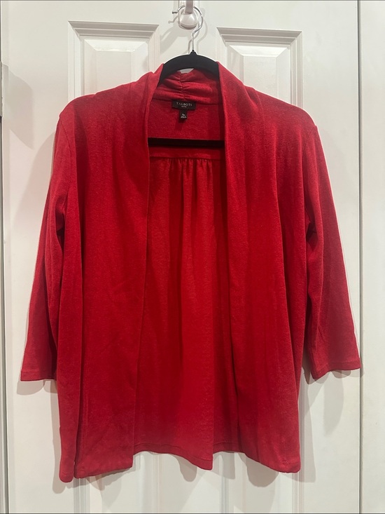 Talbots Sweaters - NWOT Talbots Red Open-Front Shawl-Collar Cardigan size SP